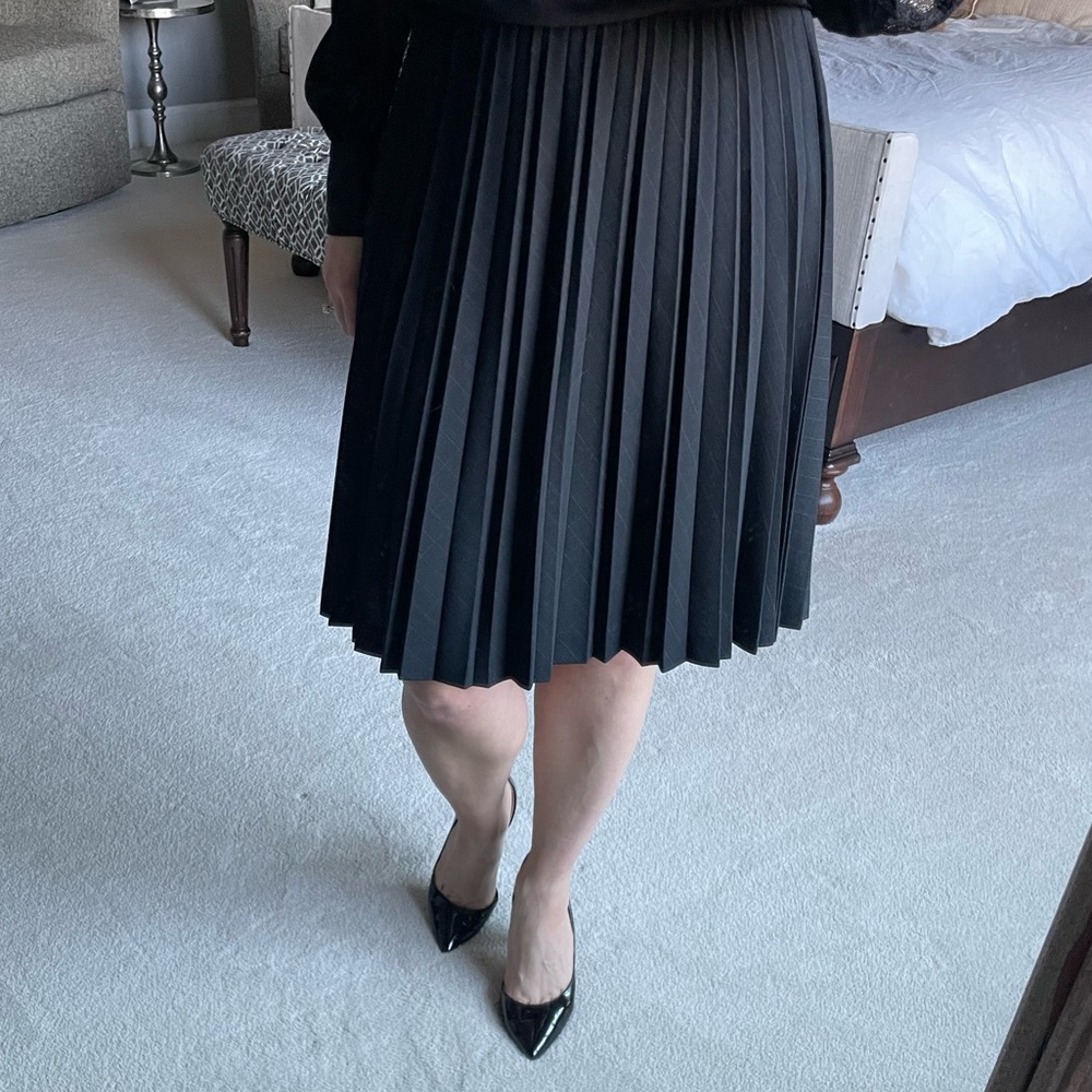 Black Pleated Knee-Length Skirt | LOFT | Size 2 Petite - Picture 11 of 12